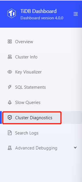 Access Cluster Diagnostics page