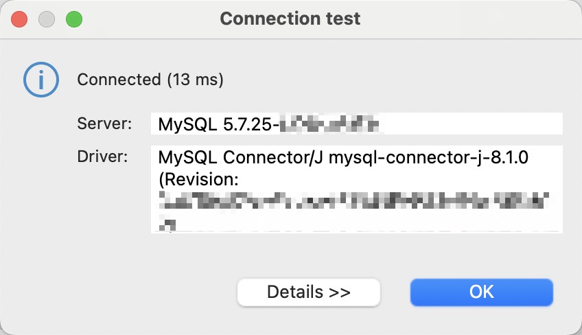 Connection test result
