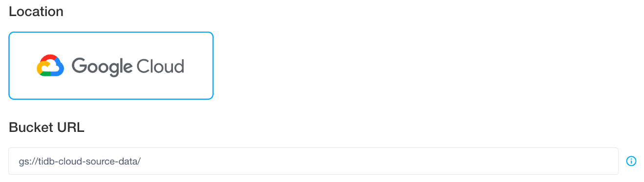 Fill in bucket URL in the TiDB Cloud console